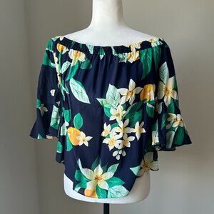 Floral Off-the-Shoulder Women’s Top | Old Navy | Size S | Blue